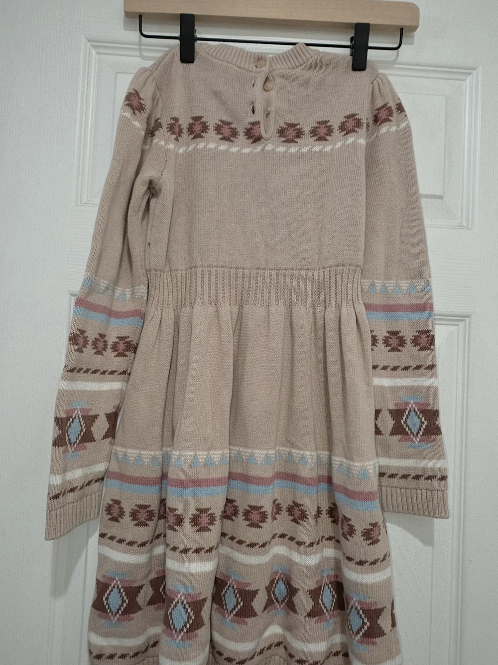 Gymbore Girls Intarsia Horse Fairisle Sweater Dress - Little Rocky Mountain Tan
